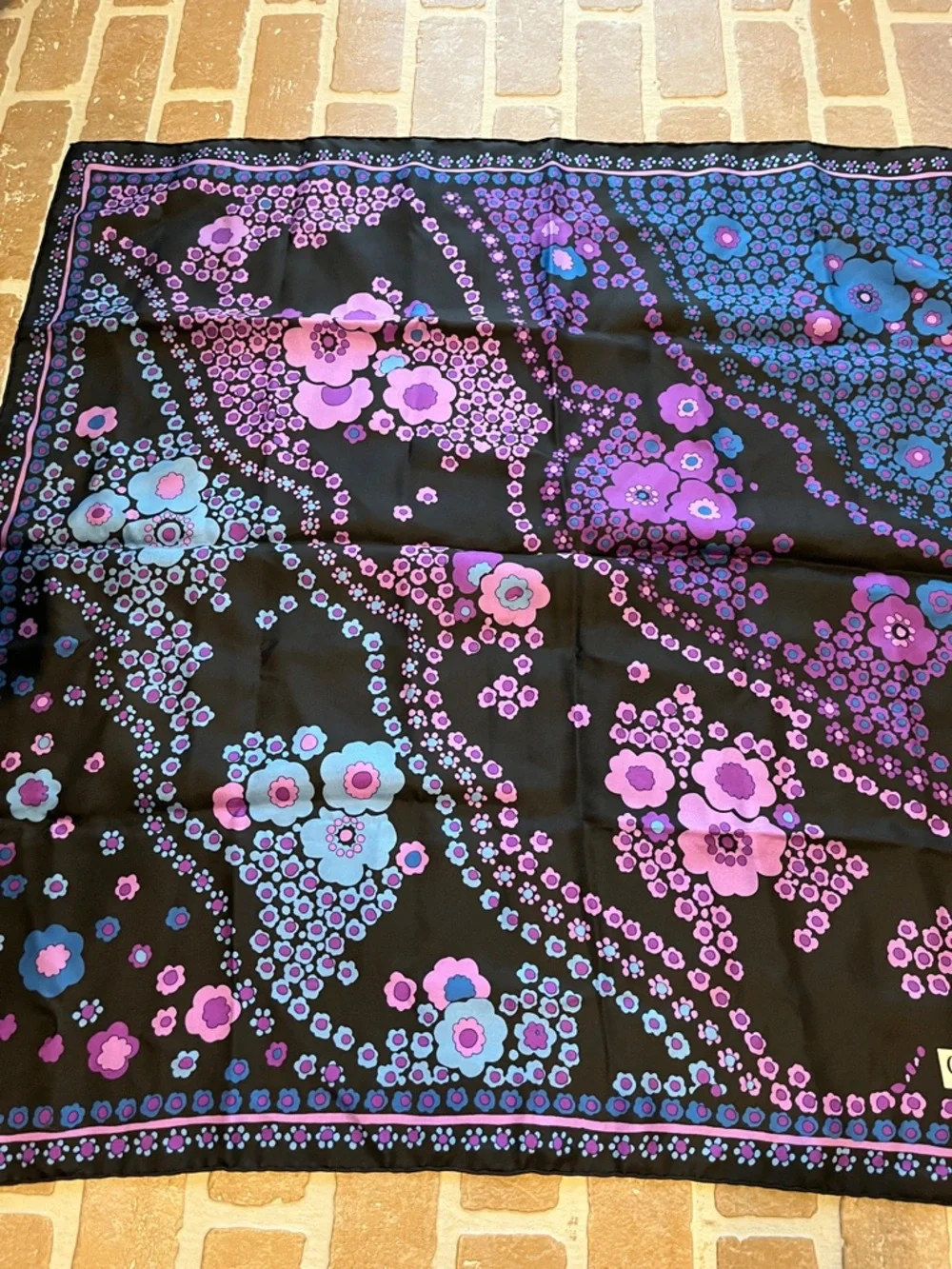 Christian Dior silk scarf Blue Purple vintage